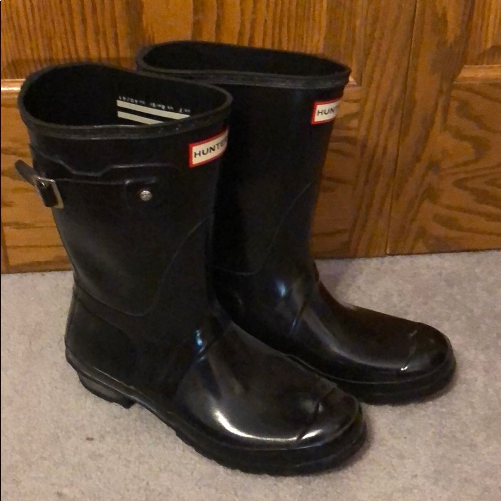 Glossy Black Hunter Boots Short size women’s 9